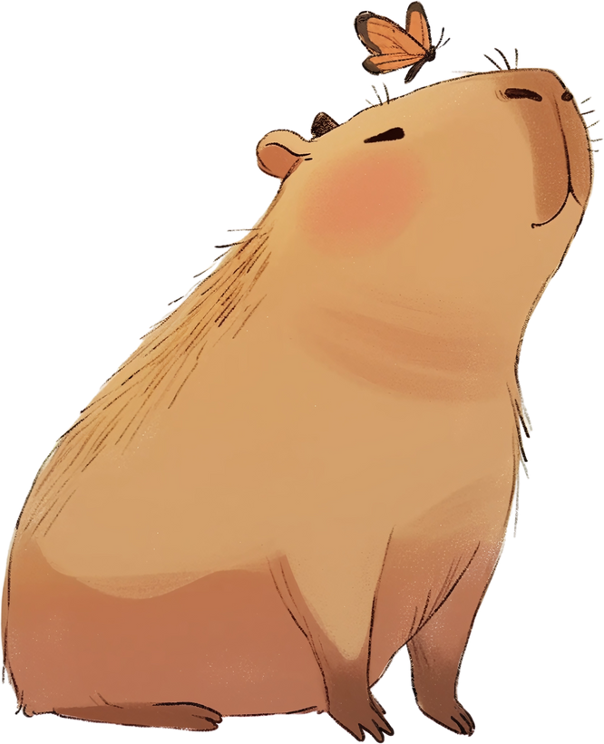 趣味动物可爱涂鸦素材-卡皮巴拉