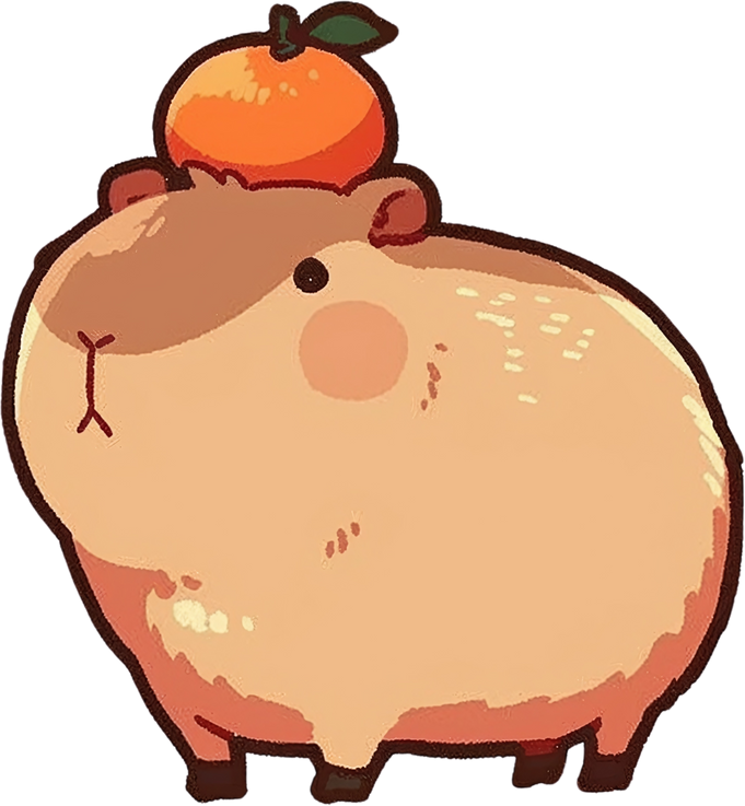 趣味动物可爱涂鸦素材-卡皮巴拉